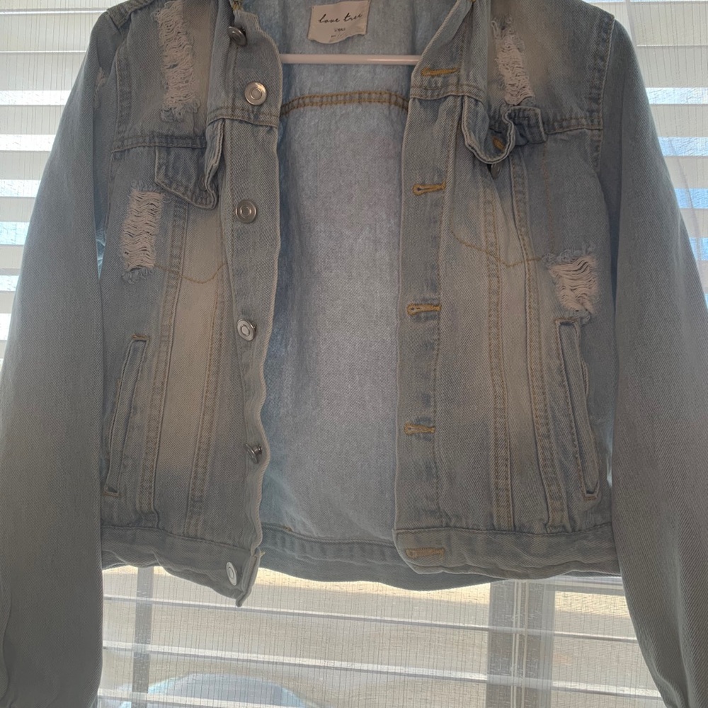 Love Tree Ripped Denim Jacket